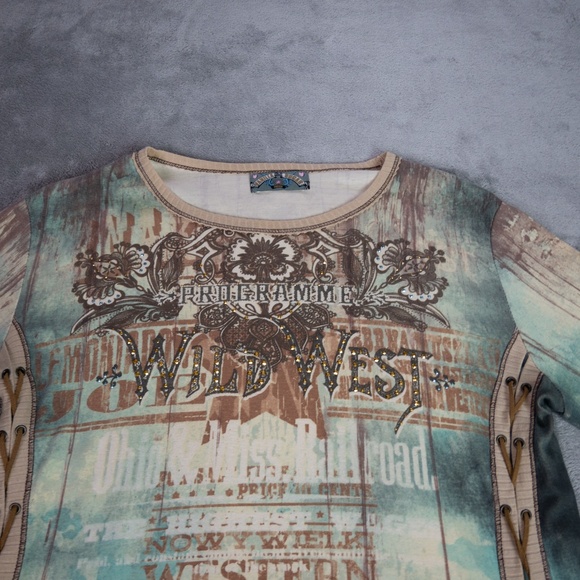 Y2K Vintage Vanilla Sugar Top Women Medium Studded Western Boho Grunge - Picture 3 of 12